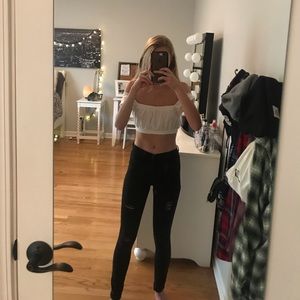 Black ripped jean leggings